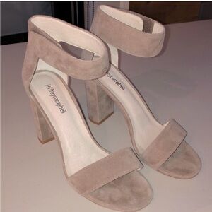 Jeffrey Campbell Taupe Suede Block Heels